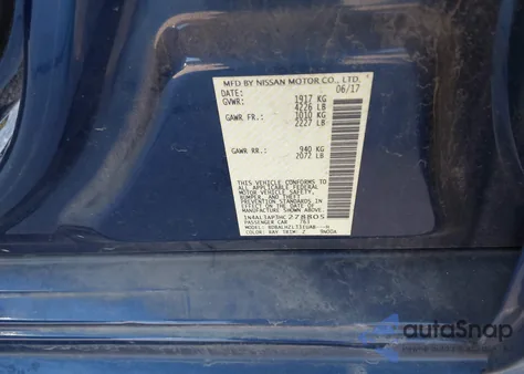 2017 Nissan Altima 2.5 Sr из США, поврежденный, VIN 1N4AL3AP3HC278805